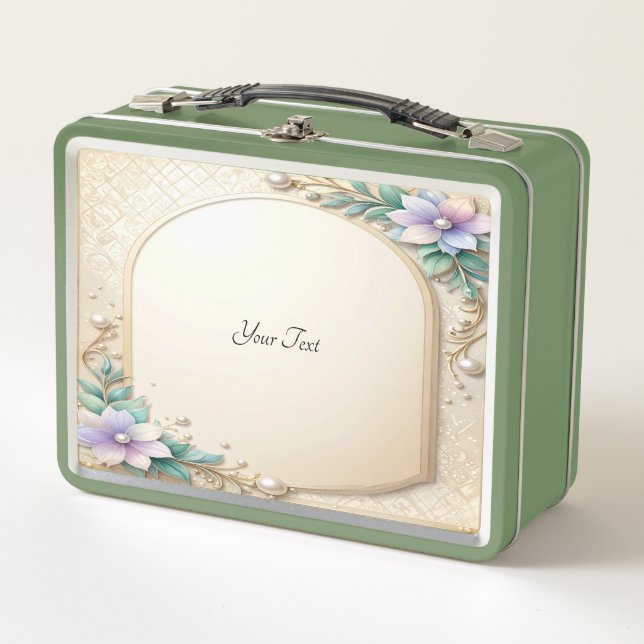 Decorative Floral Frame with Pearls Lunch box (Vorderseite)