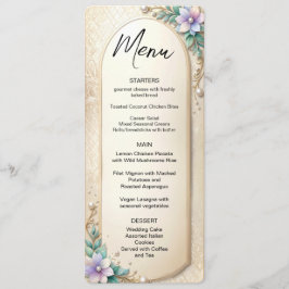 Decorative Floral Frame with Pearls Menu Menükarte