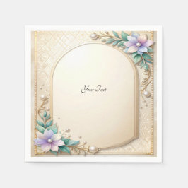 Decorative Floral Frame with Pearls Serviette