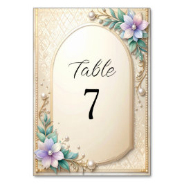 Decorative Floral Frame with Pearls Table Number Tischnummer