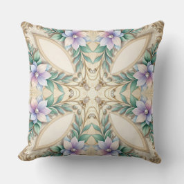 Decorative Floral Frame with Pearls Throw Pillow Kissen