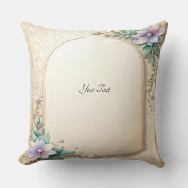Decorative Floral Frame with Pearls Throw Pillow Kissen