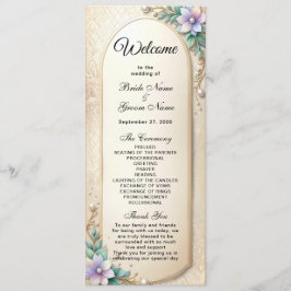 Decorative Floral Frame with Pearls Wedding  Programm