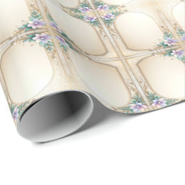 Decorative Floral Frame with Pearls Wrapping Paper Geschenkpapier