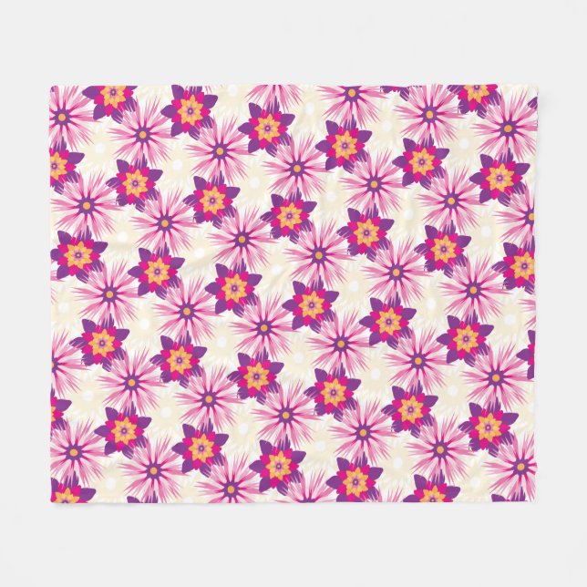 Decorative Floral pattern Pink Purple Astra Modern Fleecedecke (Vorderseite (Horizontal))
