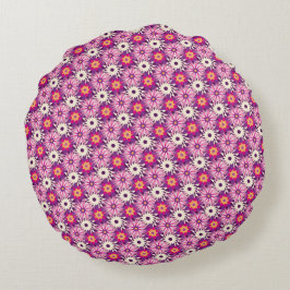 Decorative Floral pattern Pink Purple Astra Modern Rundes Kissen