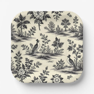 Decorative French toile pattern Pappteller