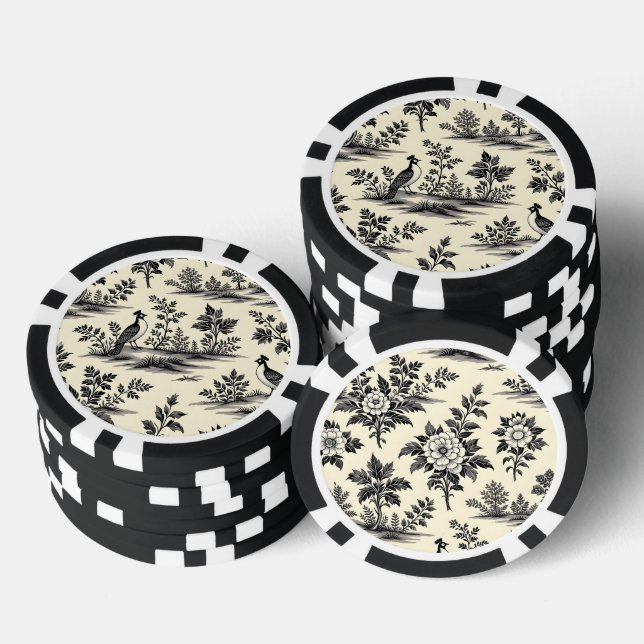 Decorative French toile pattern Pokerchips (Stapel)