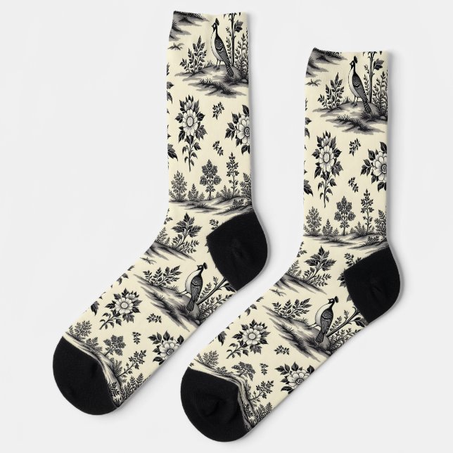 Decorative French toile pattern Socken (Linkes Detail)