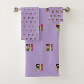 Decorative Geo Patterns Lavender  Badhandtuch Set