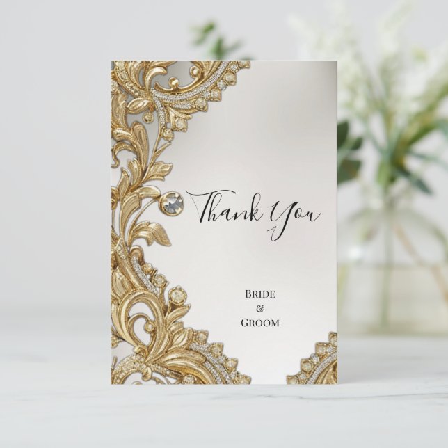 Decorative Gold Dankeschön Card Dankeskarte (Stehend Vorderseite)