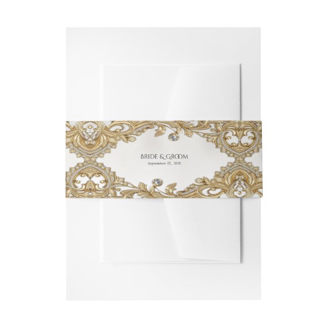 Decorative Gold Einladung Bauchband Einladungsbanderole (Vorderseite Beispiel)