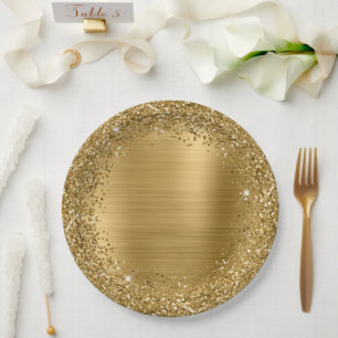Decorative Gold Glitzer and Foil Girly Glam Pappteller
