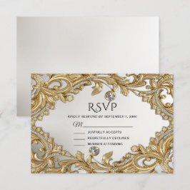 Decorative Gold RSVP Card Karte