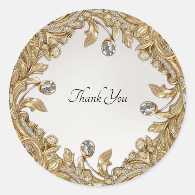 Decorative Gold-Siegel-Hochzeitsticker Runder Aufkleber (Vorderseite)