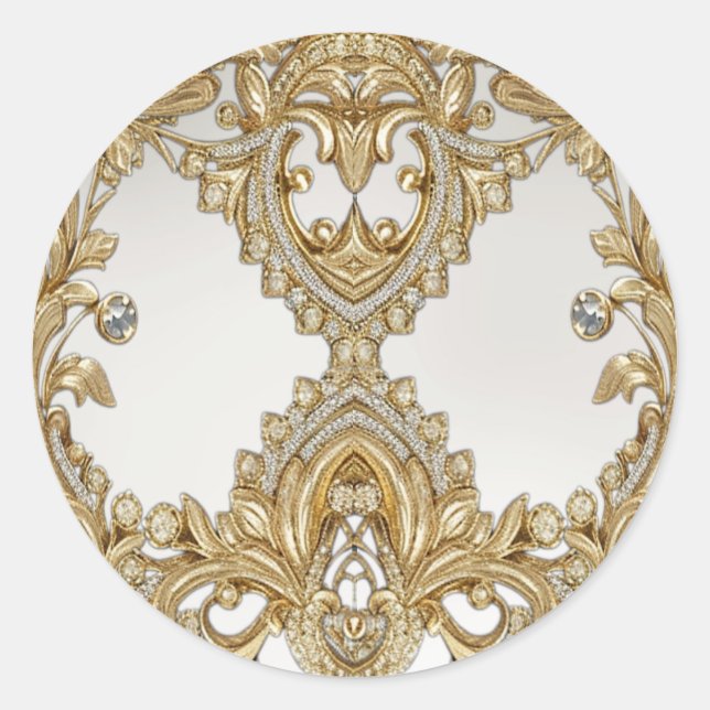 Decorative Gold-Siegel-Hochzeitsticker Runder Aufkleber (Vorderseite)