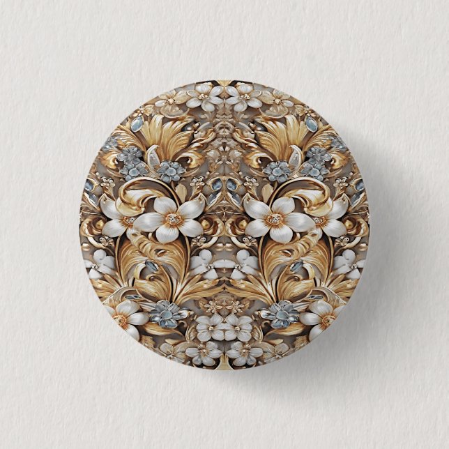 Decorative Gold White Floral Button (Vorderseite)