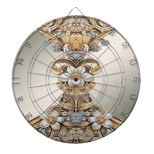 Decorative Gold White Floral Dartboard Dartscheibe