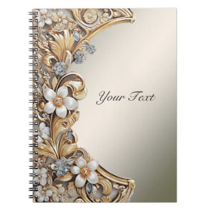 Decorative Gold White Floral Notebook Notizblock