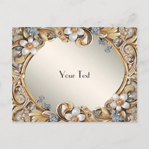 Decorative Gold White Floral Postcard Postkarte