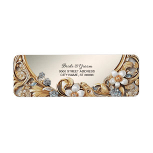 Decorative Gold White Floral Rücksendeadresse Labe