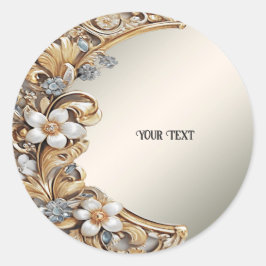 Decorative Gold White Floral Sticker