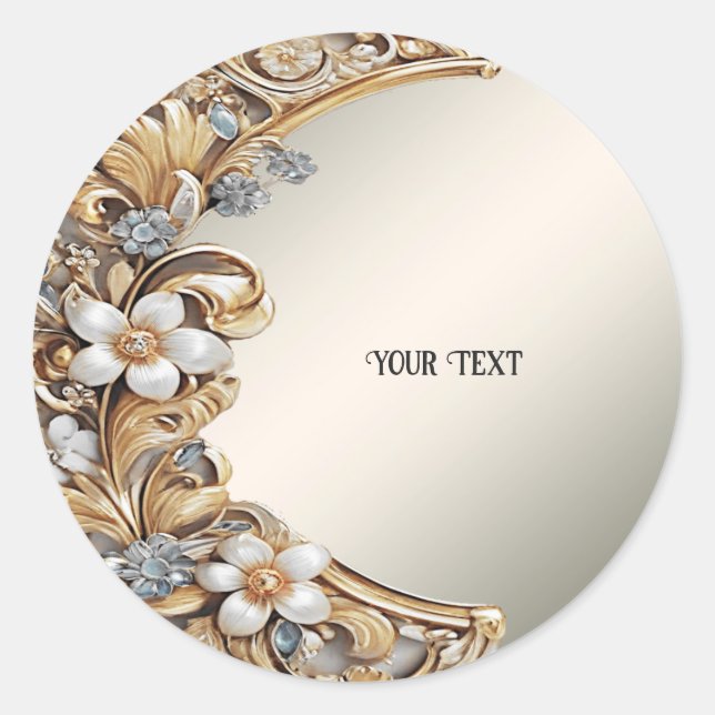 Decorative Gold White Floral Sticker (Vorderseite)