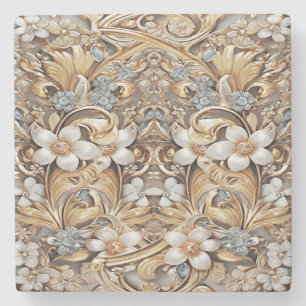 Decorative Gold White Floral Stone Untersetzer
