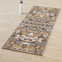 Decorative Gold White Floral Yogmatte Yogamatte
