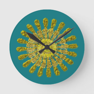 Decorative golden sun symbol runde wanduhr