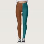 Decorative Half And Half Leggings<br><div class="desc">Half teal color and half copper copper every day leggings or dancing leggings</div>