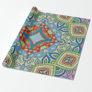 Decorative hand drawn seamless pattern. Colorful a Geschenkpapier