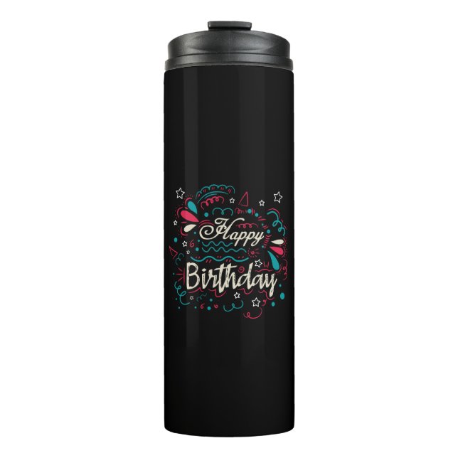 decorative happy birthday thermosbecher (Vorderseite)