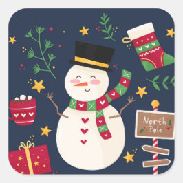 Decorative Holiday Snowman Quadratischer Aufkleber