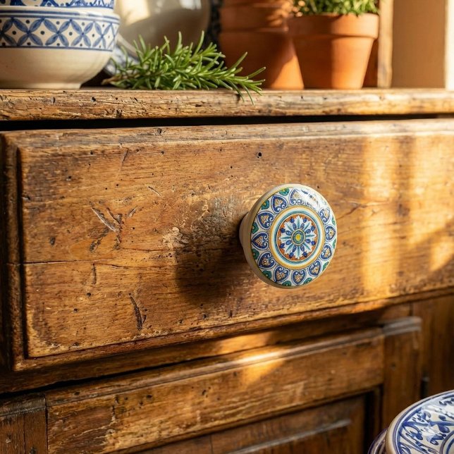 Decorative Italian Antico Deruta Elegance Keramikknauf (Bring authentic Italian craftsmanship into your home with this ceramic cabinet knob)