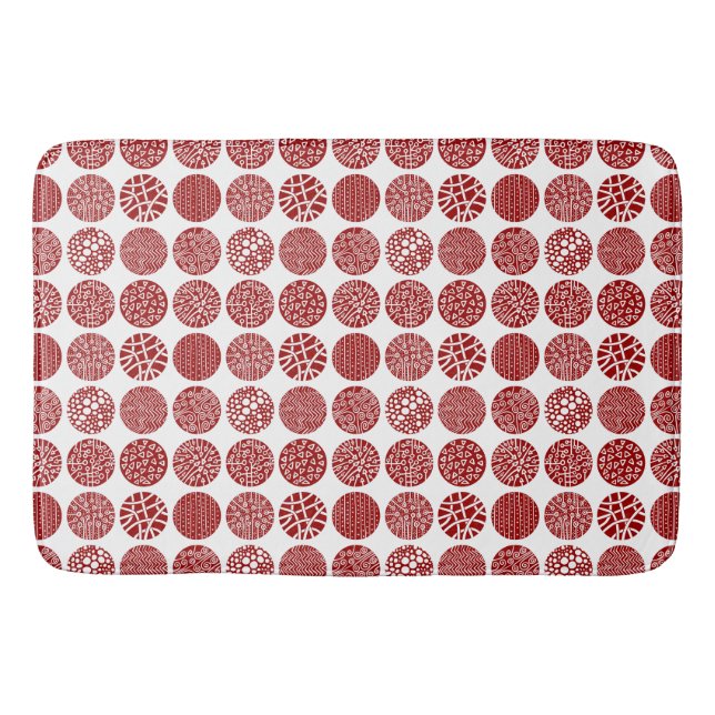 Decorative Kreise - Ruby Red and White Badematte (Vorderseite)