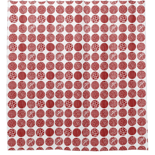 Decorative Kreise - Ruby Red and White Duschvorhang (Vorderseite)