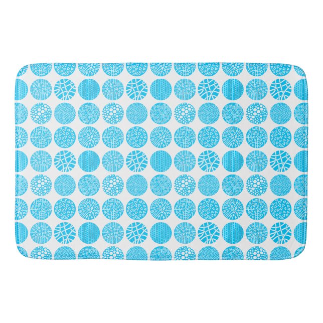 Decorative Kreise - Sky Blue und White Badematte (Vorderseite)