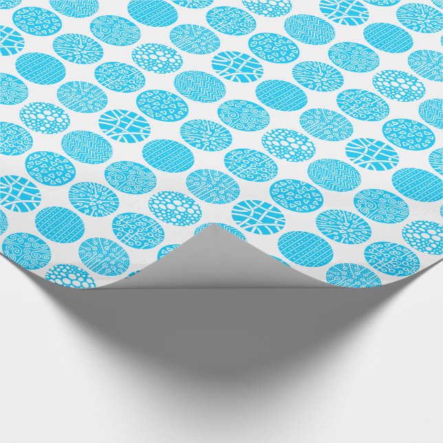 Decorative Kreise - Sky Blue und White Geschenkpapier (Ecke)