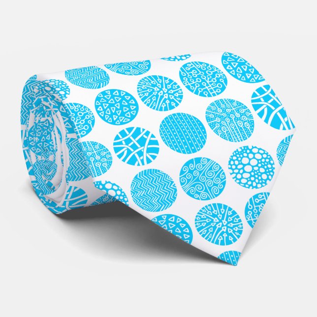 Decorative Kreise - Sky Blue und White Krawatte (Gerollt)