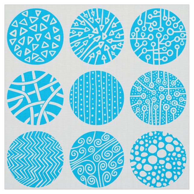 Decorative Kreise - Sky Blue und White Stoff (Muster)