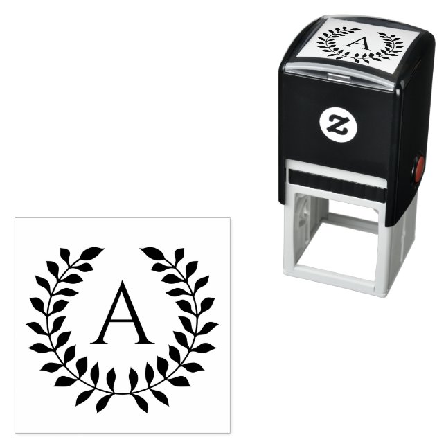 Decorative Laurel Wreath With Custom Monogram Permastempel (Beispiel)