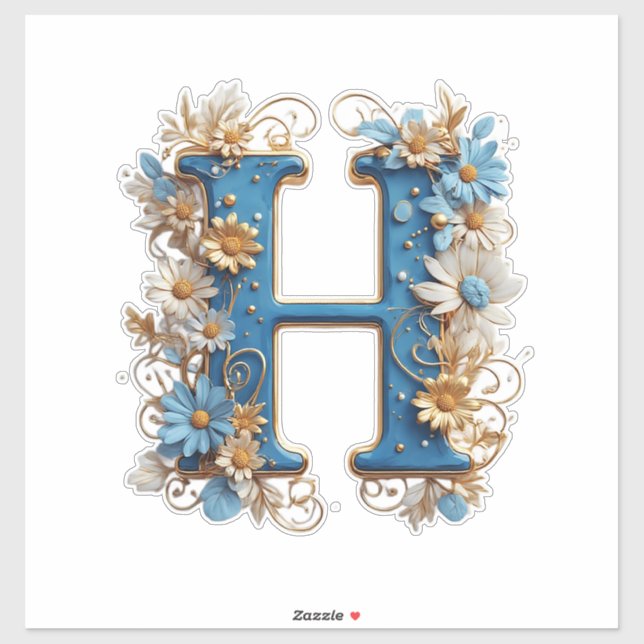 Decorative Letter H With Blue Enamel Aufkleber (Blatt)