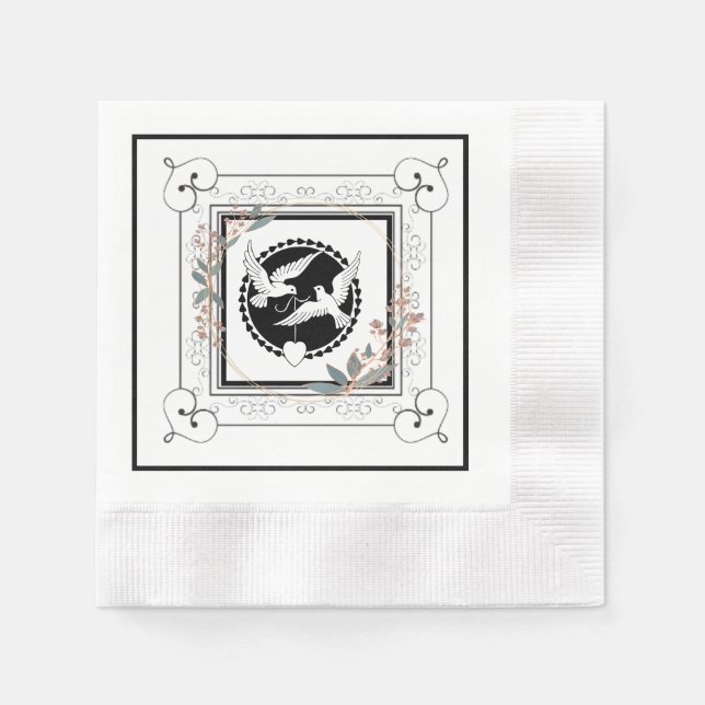 Decorative Liebe Doves Serviette (Vorderseite)