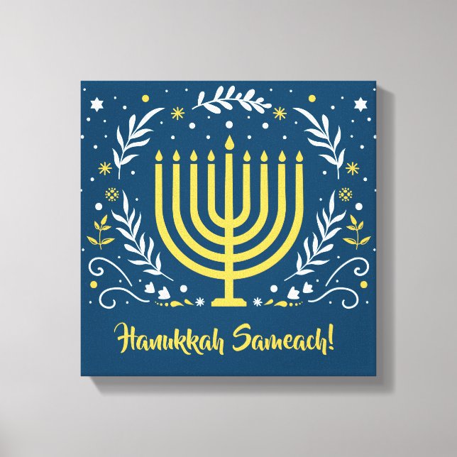 Decorative Menorah Hanukkah Wood Wall Art Leinwanddruck (Vorderseite)