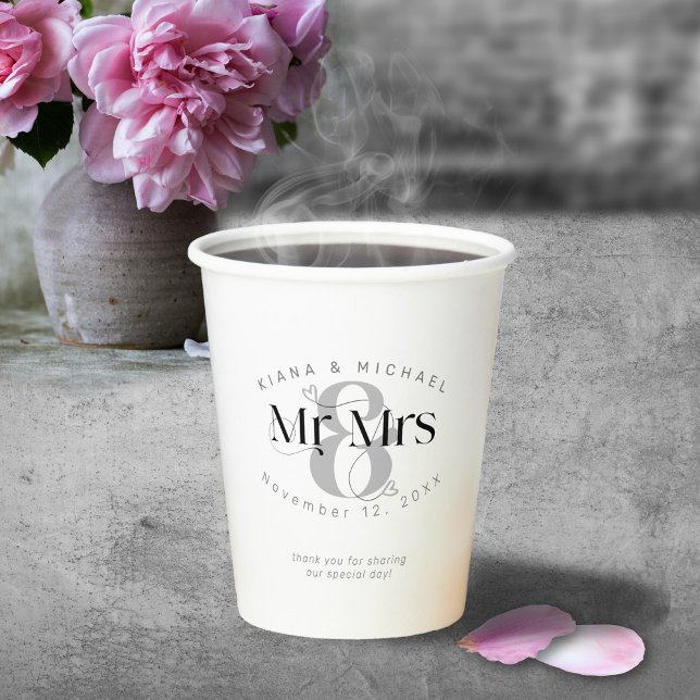 Decorative Modern Wedding Mr. & Mrs. ID887 Pappbecher (Von Creator hochgeladen)