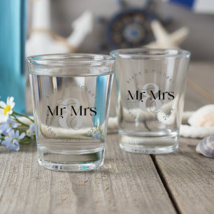 Decorative Modern Wedding Mr. & Mrs. ID887 Schnapsglas