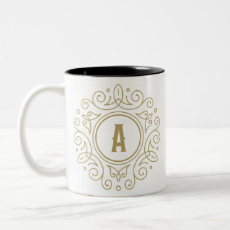 Decorative Monogram A Two-Tone Coffee Tasse