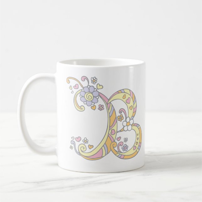 Decorative Monogram B Herz und Blume Tasse (Links)