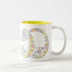 Decorative Monogram D Herzen und Blume Tasse